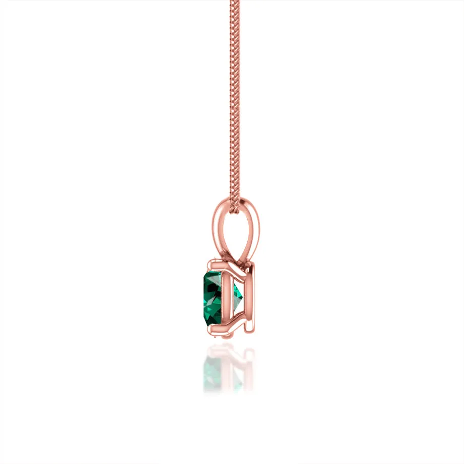 LILA - Oval Emerald 4 Claw Drop Pendant 18k Rose Gold