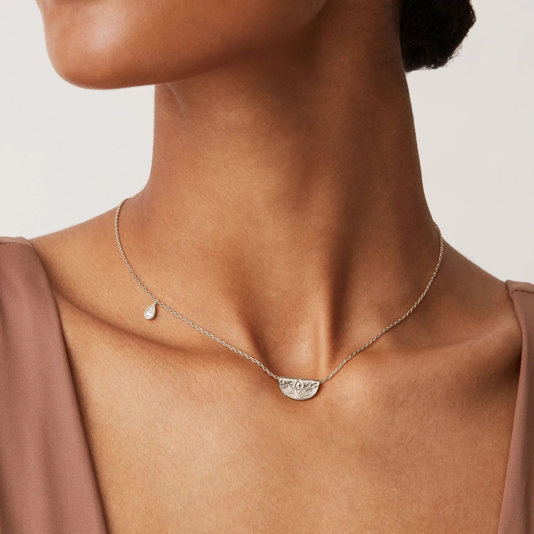 Lotus Engraved Pendant Necklace