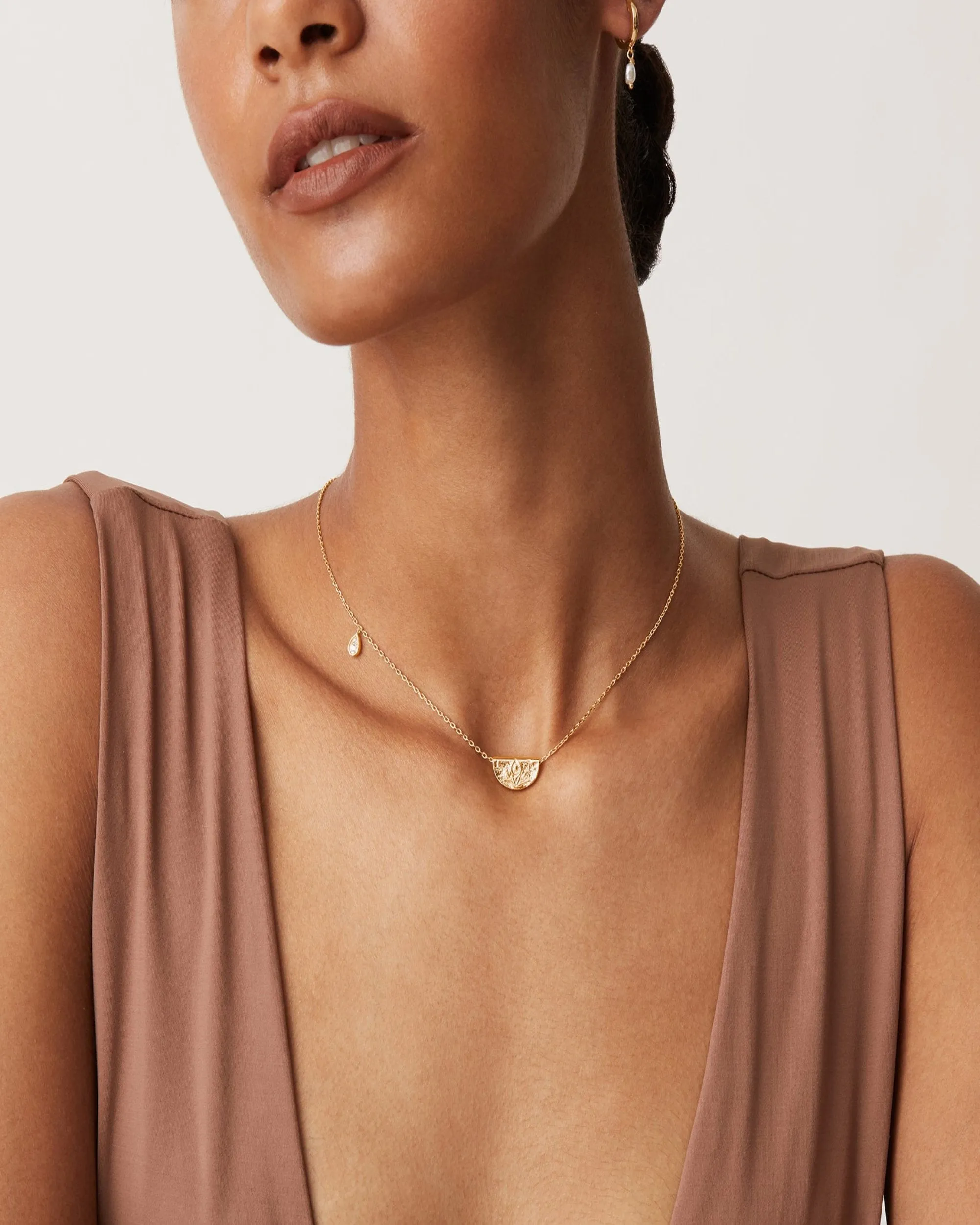 Lotus Engraved Pendant Necklace