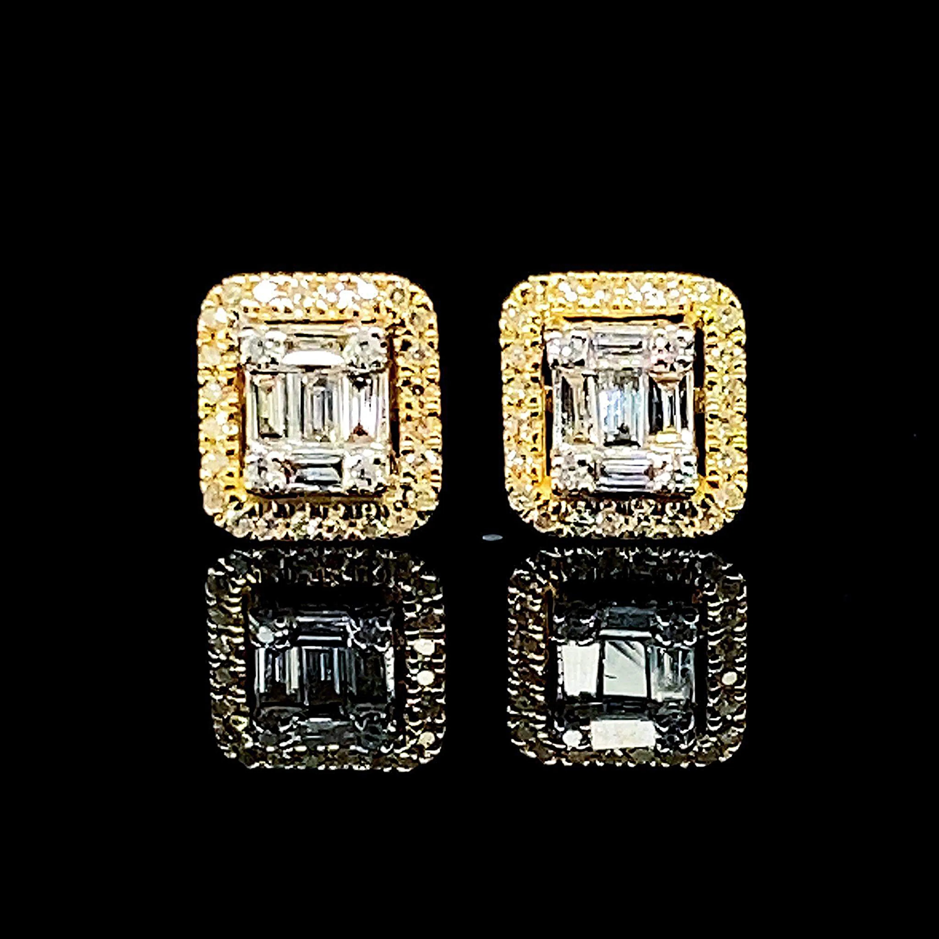 #LVNA2024 | Golden Classic Emerald Stud Diamond Earrings 14kt