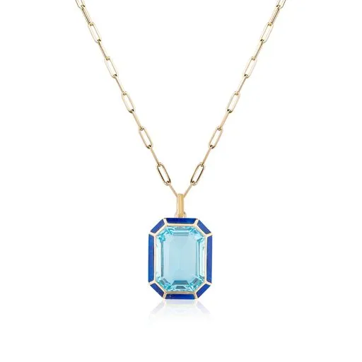 Melange Emerald Cut Statement Pendant Necklace