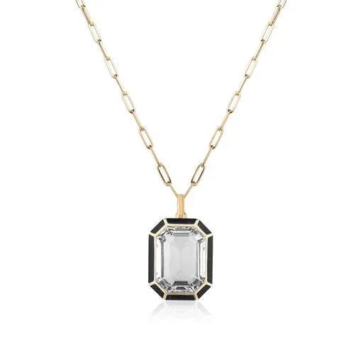 Melange Emerald Cut Statement Pendant Necklace