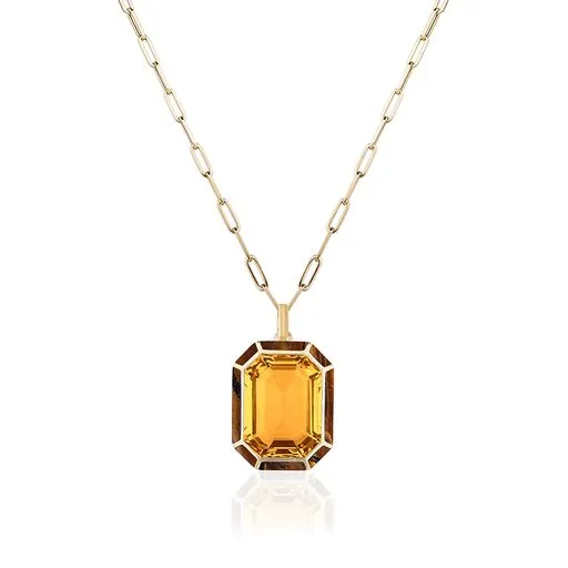 Melange Emerald Cut Statement Pendant Necklace