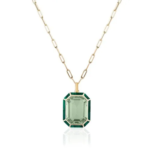 Melange Emerald Cut Statement Pendant Necklace
