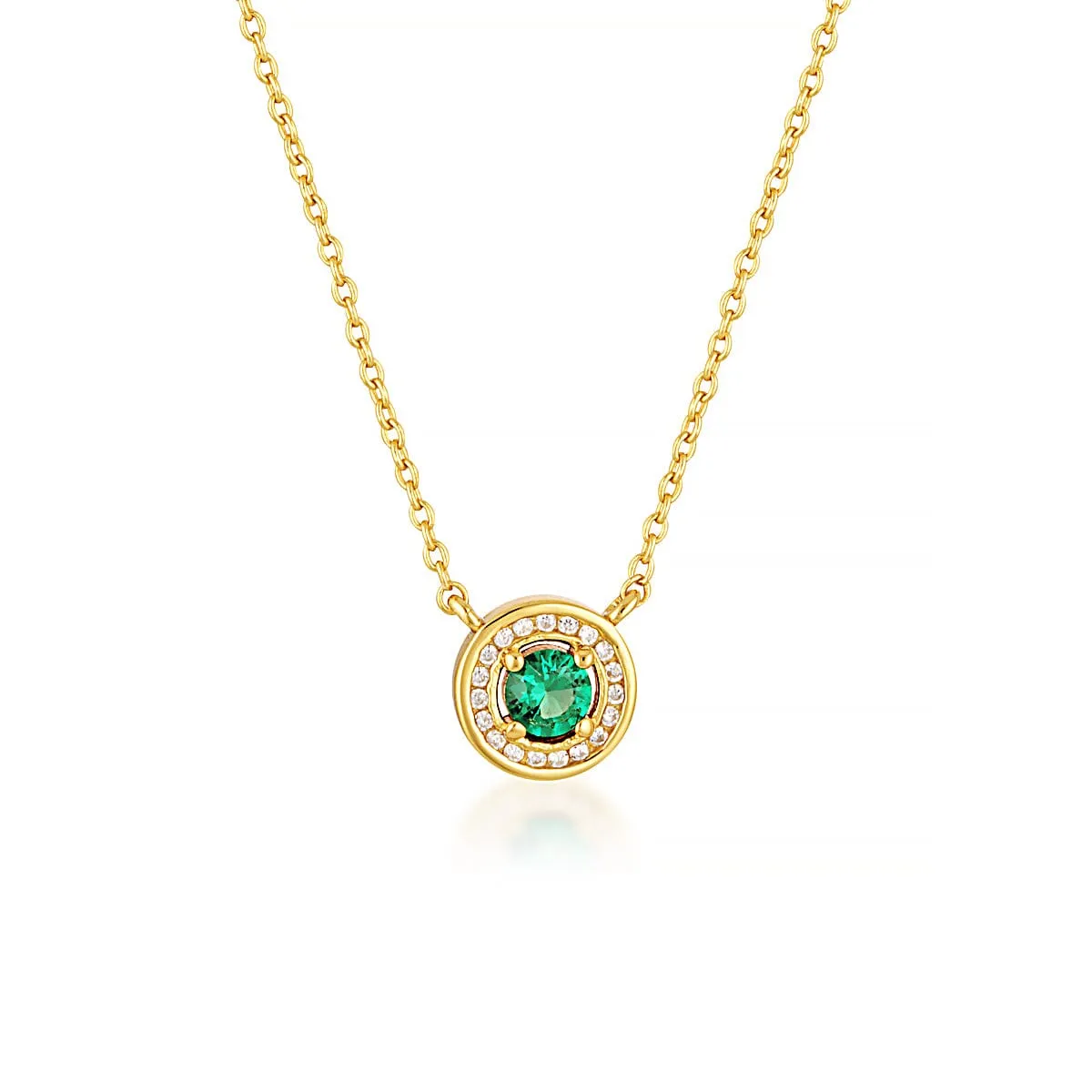 MILESTONE EMERALD HALO PENDANT IN GOLD