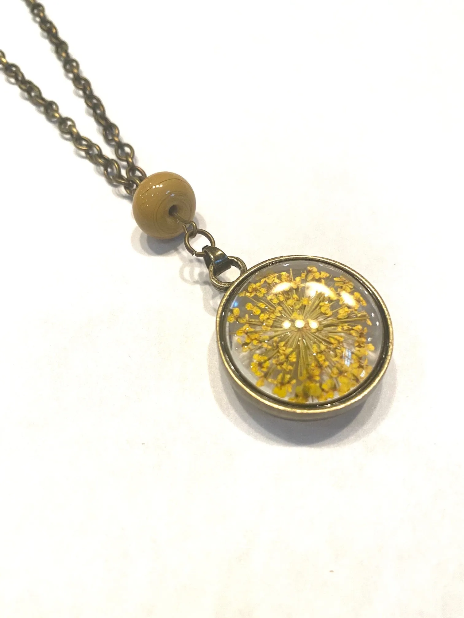 Mustard Yellow Dried Flower Necklace