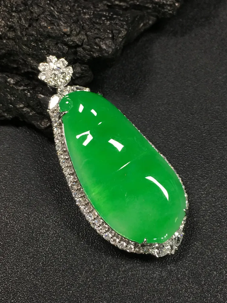 Natural Jade Pendant Jadeite Gold Pendant PT249