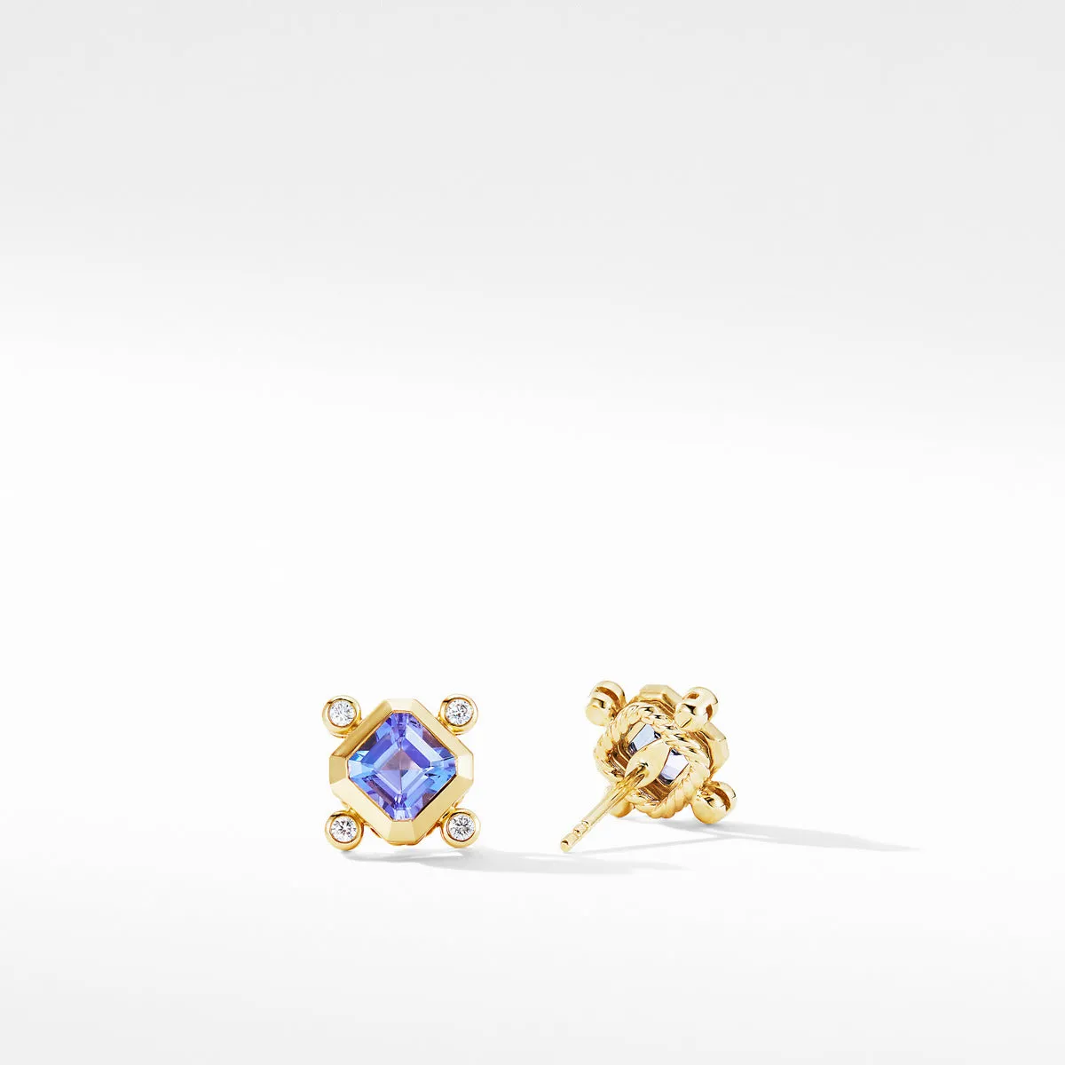 Novella Stud Earrings in 18K Yellow Gold with Tanzanite and Diamonds