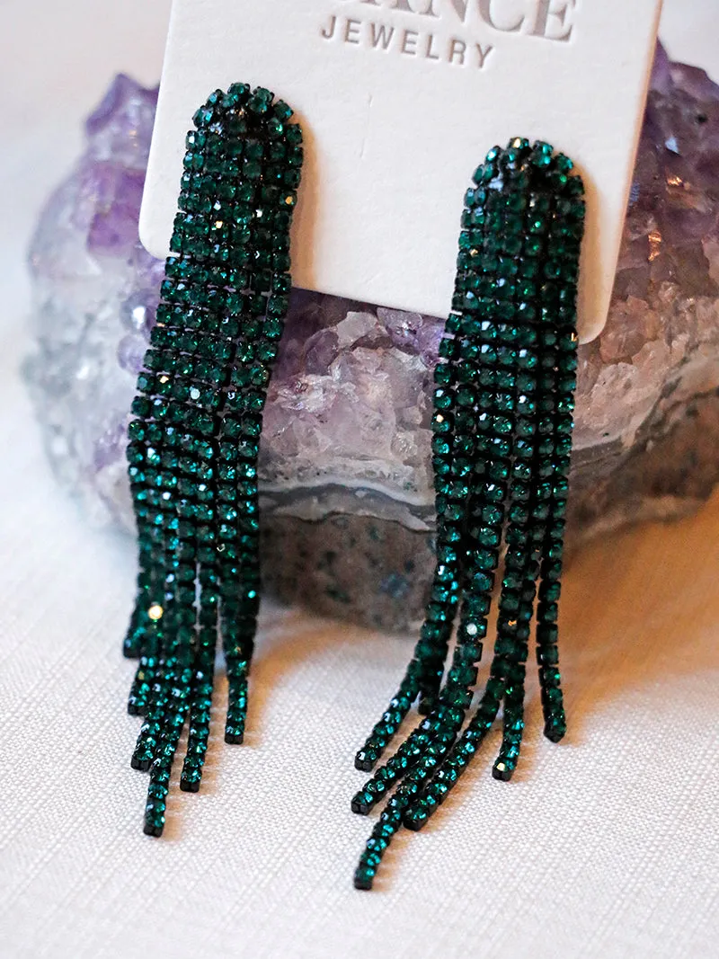 Nuance Emerald Fringe Drop Earrings