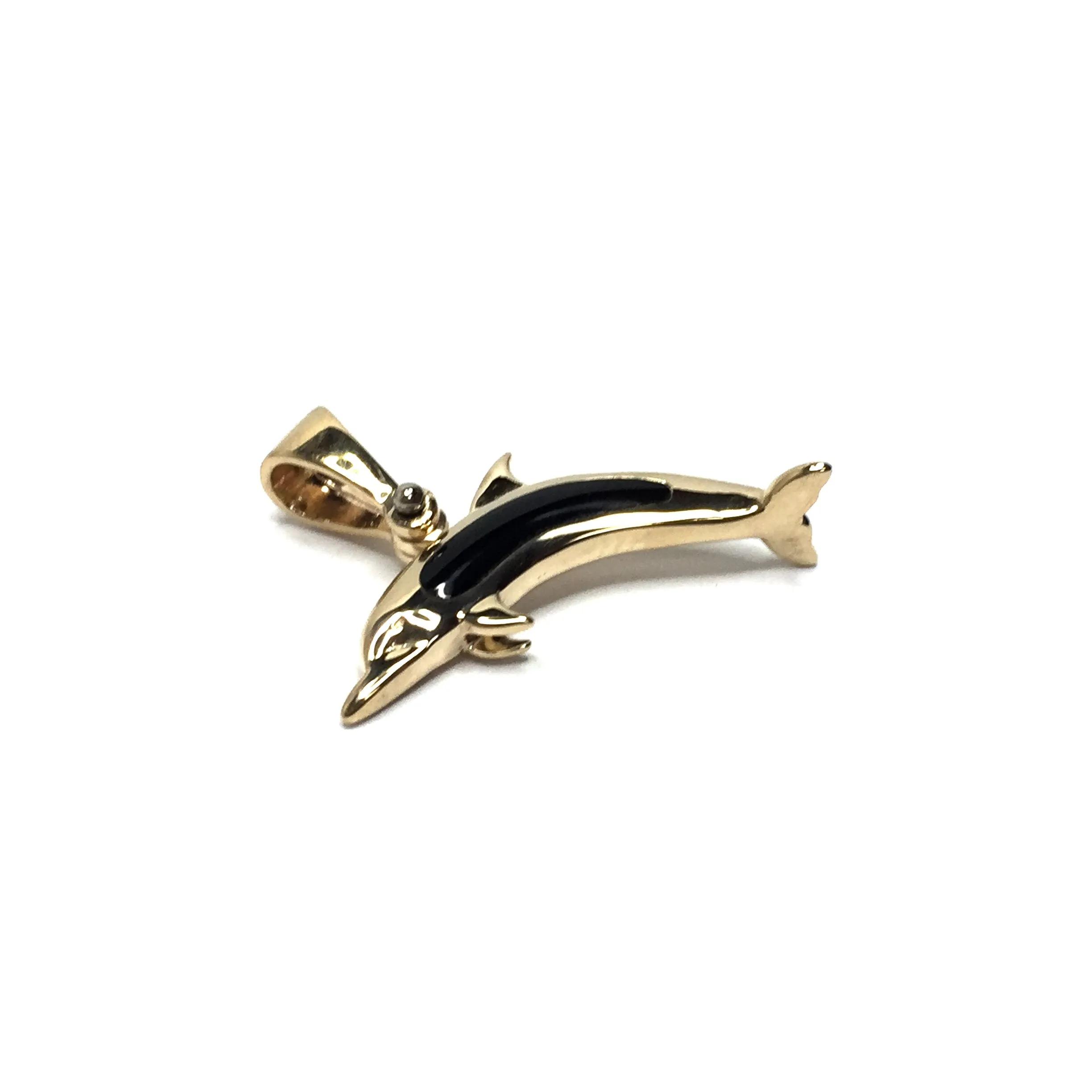 Onyx Inlaid Dolphin Pendant