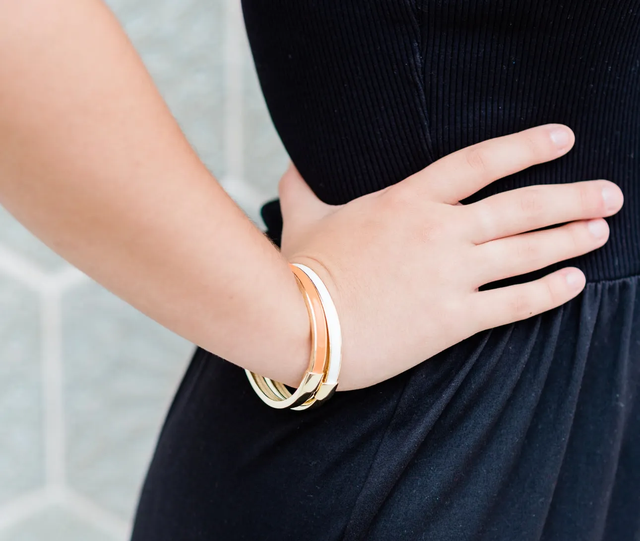 Orange Enamel Bangle Bracelet(Gold Filled)