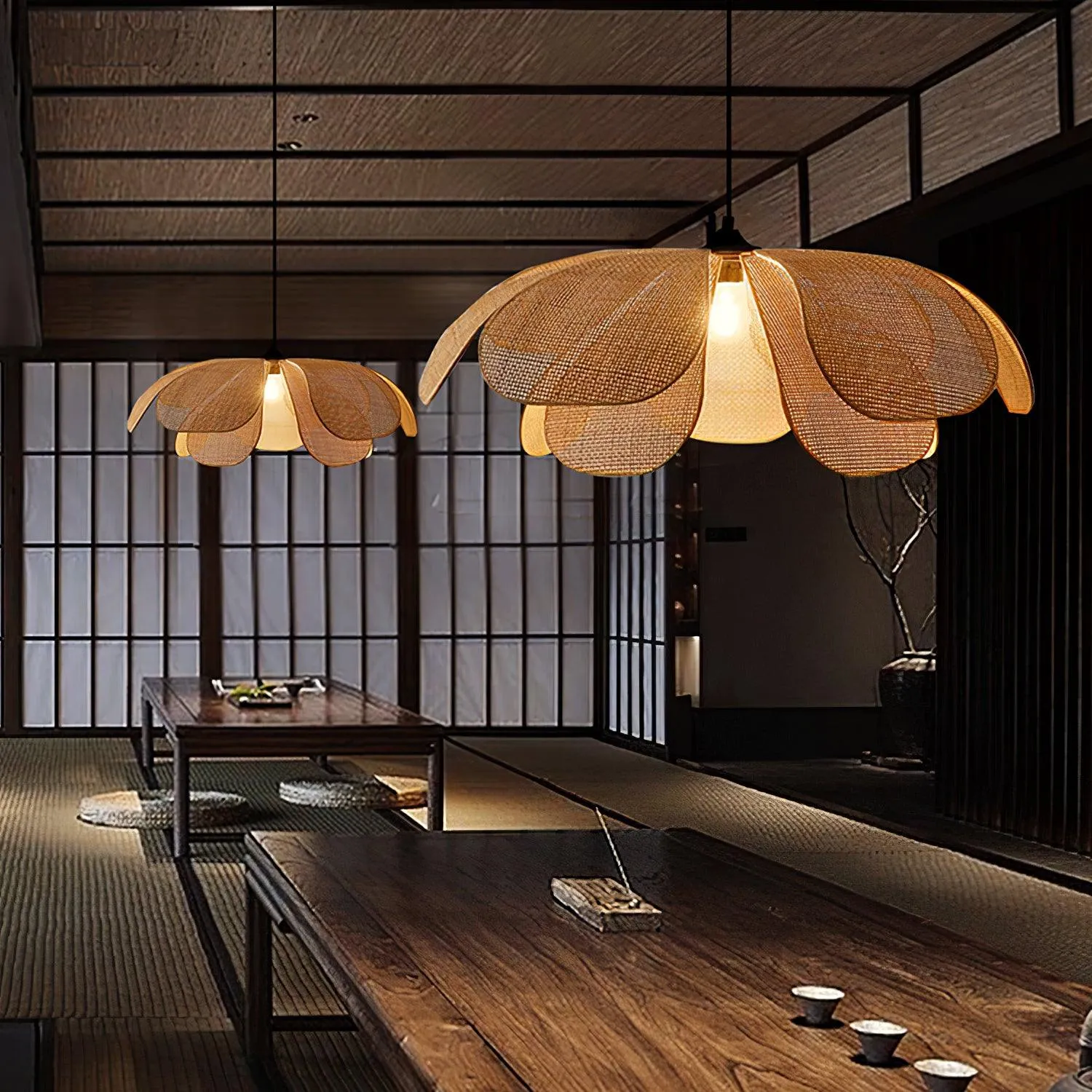 Rattan Petal Pendant Lamp