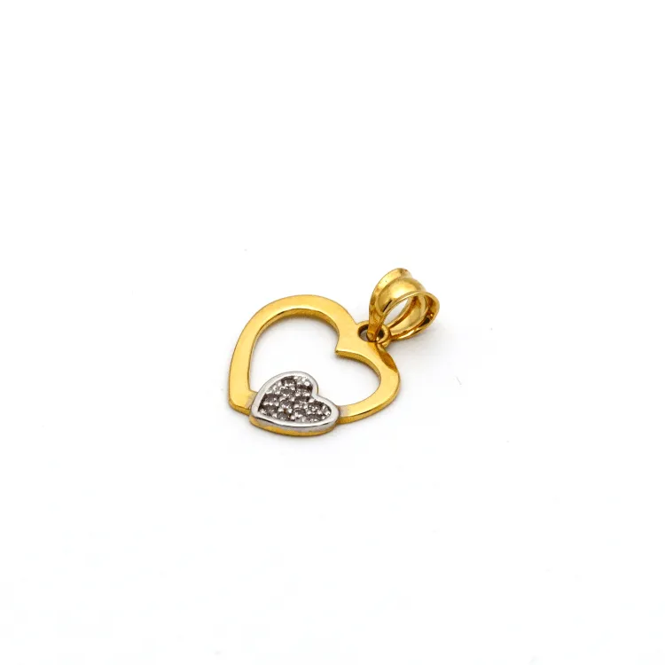 Real Gold 2 Color Heart Pendant 2865