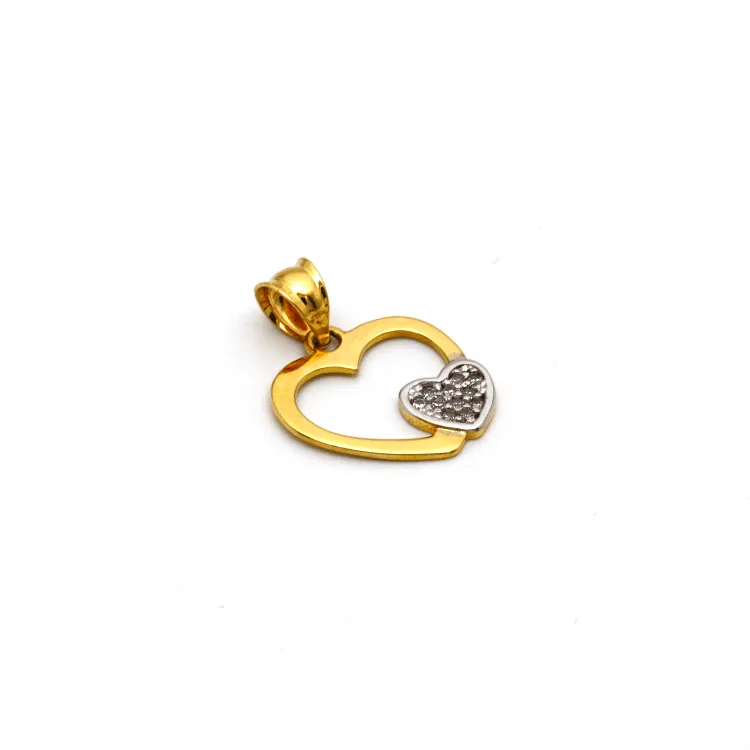 Real Gold 2 Color Heart Pendant 2865