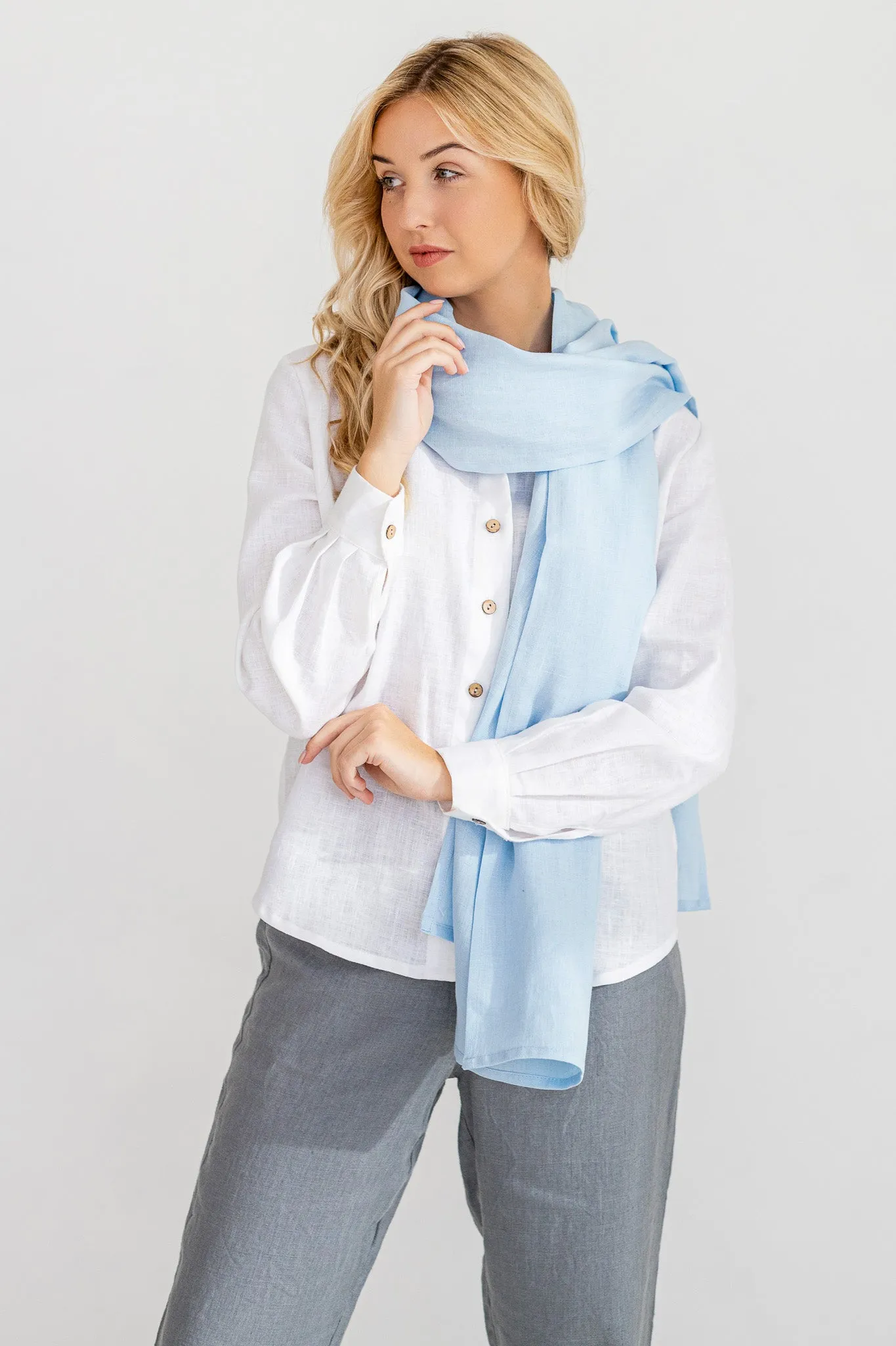 Sky Blue Linen Scarf