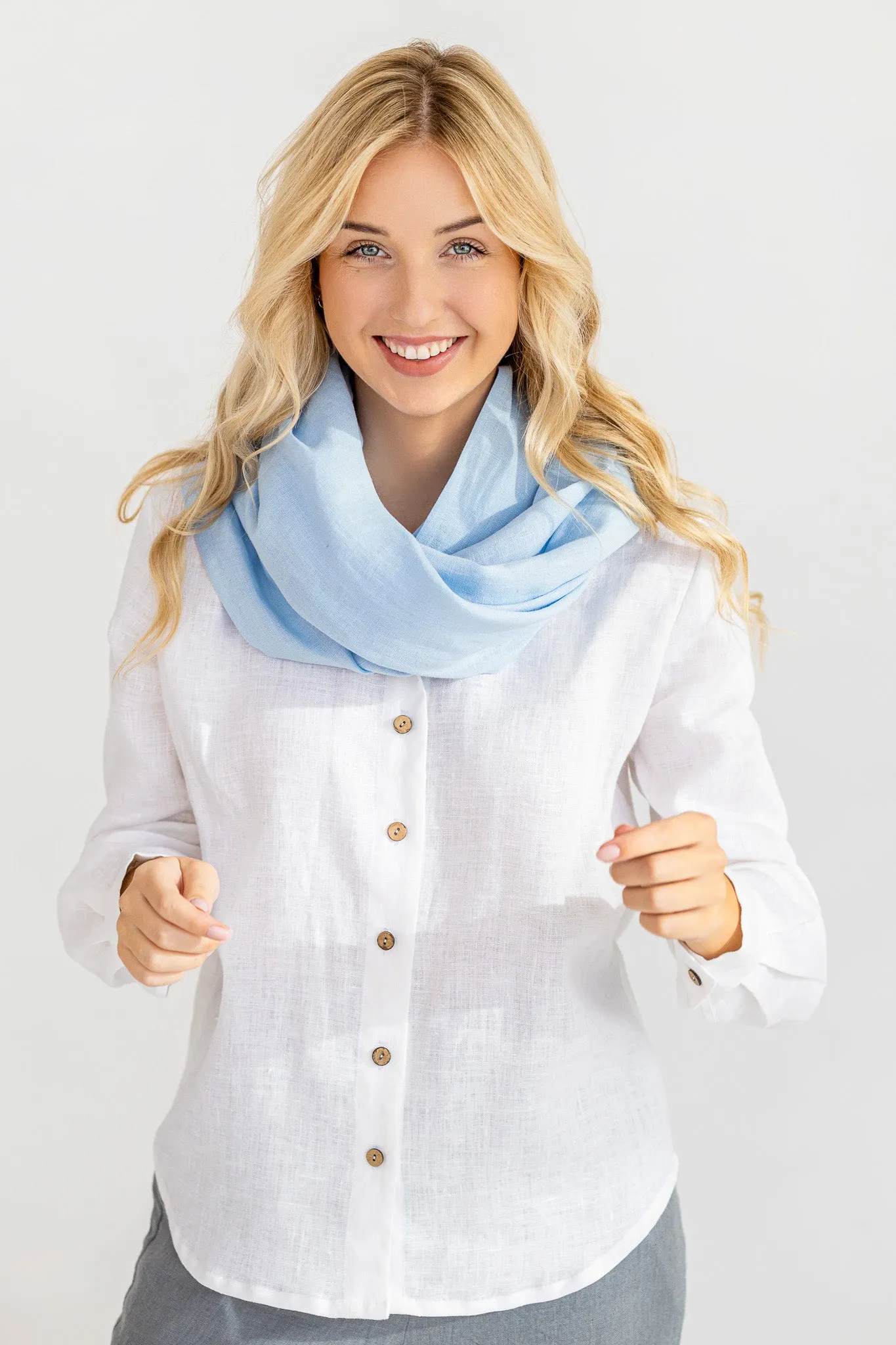 Sky Blue Linen Scarf