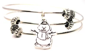 Snowman With Hat Triple Style Expandable Bangle Bracelet