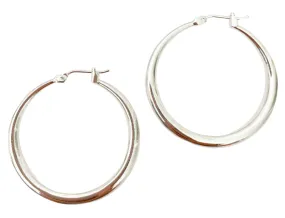 Tube Silver Hoop Earrings