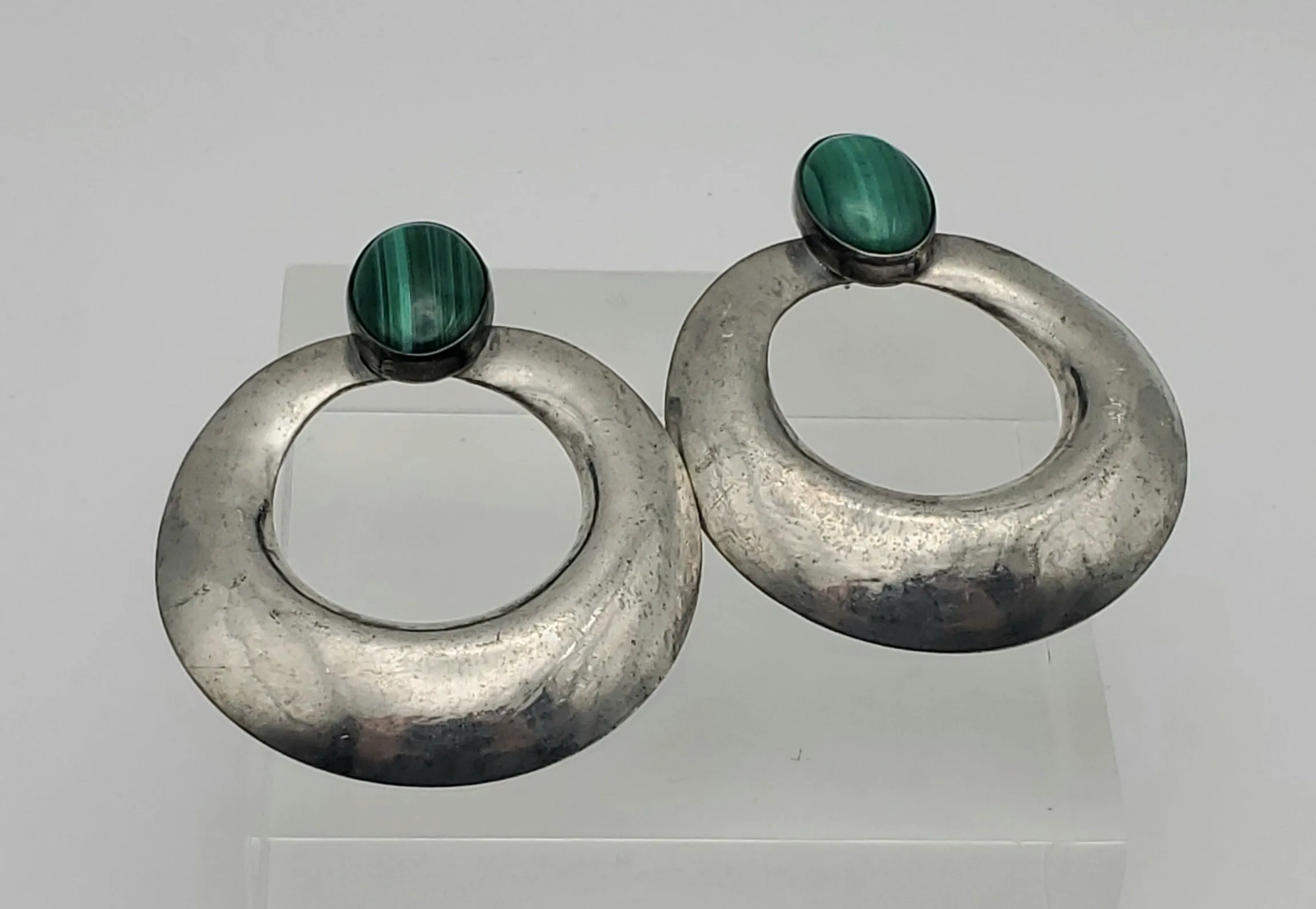 Vintage Handmade Malachite Earrings
