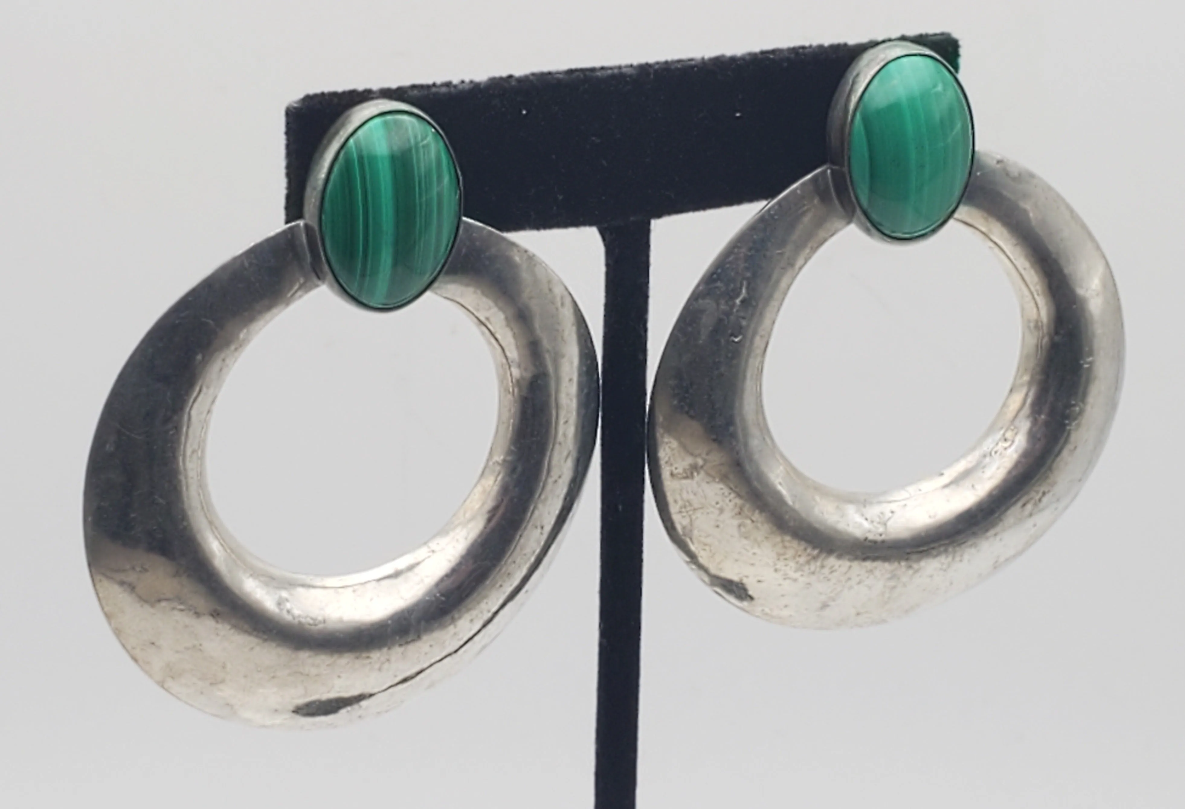 Vintage Handmade Malachite Earrings