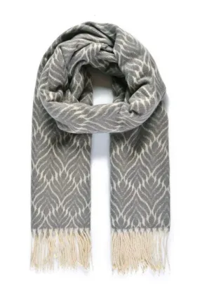 Womens Jacquard Woven Blanket Grey Scarf
