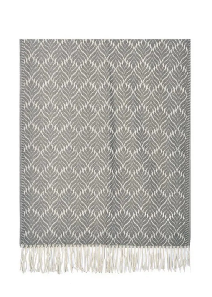 Womens Jacquard Woven Blanket Grey Scarf